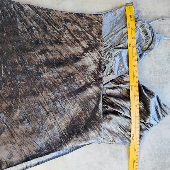 Meghan Noland Y2K Babydoll Top Womens Medium Gray Velour Iridescent Fairycore - Picture 8 of 9